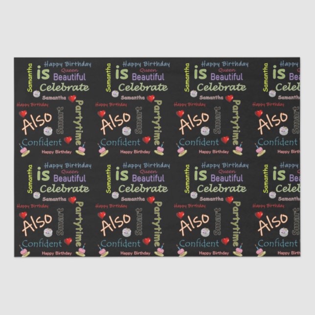 Papier Mousseline Joyeux Anniversaire Tissu Papier Samantha (Recto)