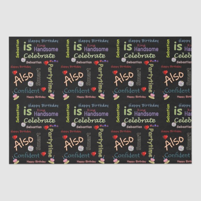 Papier Mousseline Joyeux Anniversaire Tissu Papier Sebastian (Recto)