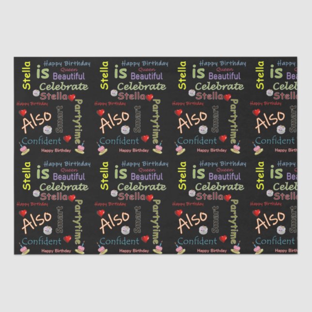 Papier Mousseline Joyeux Anniversaire Tissu Papier Stella (Recto)