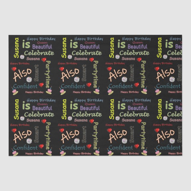 Papier Mousseline Joyeux Anniversaire Tissu Papier Susana (Recto)