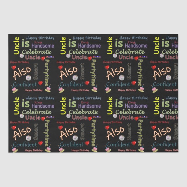 Papier Mousseline Joyeux Anniversaire Tissu Tissu Oncle (Recto)