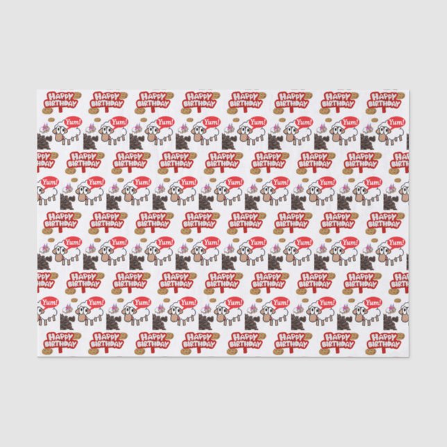 Papier Mousseline Joyeux Anniversaire Tissue Lamb Papier (Recto)