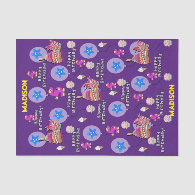 Papier Mousseline Joyeux Anniversaire Tissue Paper #5 Joyeux 5e Anni (Recto)