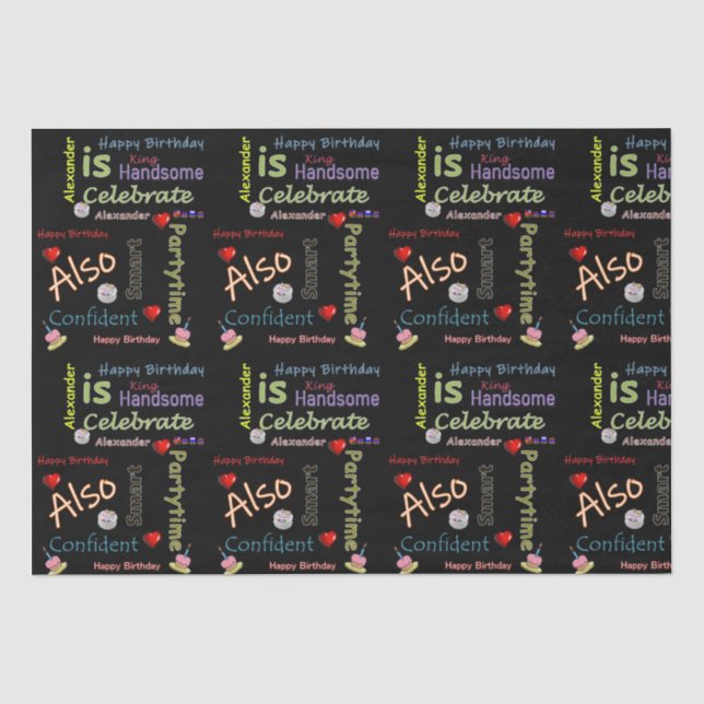 Papier Mousseline Joyeux Anniversaire Tissue Paper Alexander (Recto)