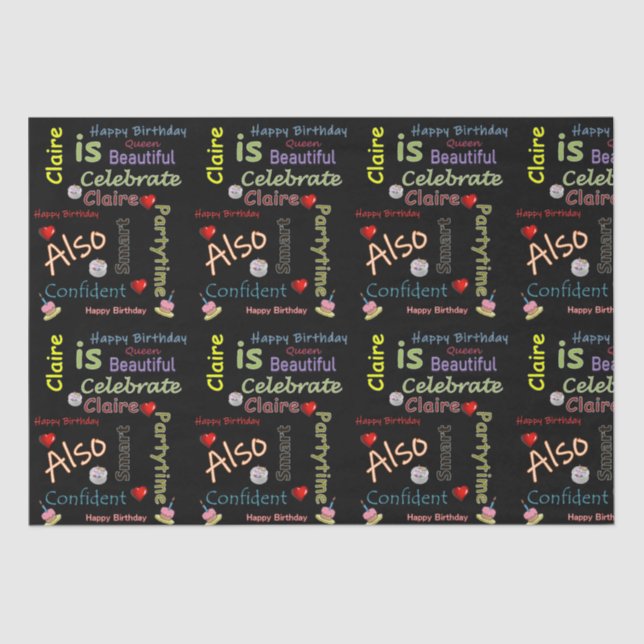 Papier Mousseline Joyeux anniversaire Tissue Paper Claire (Recto)