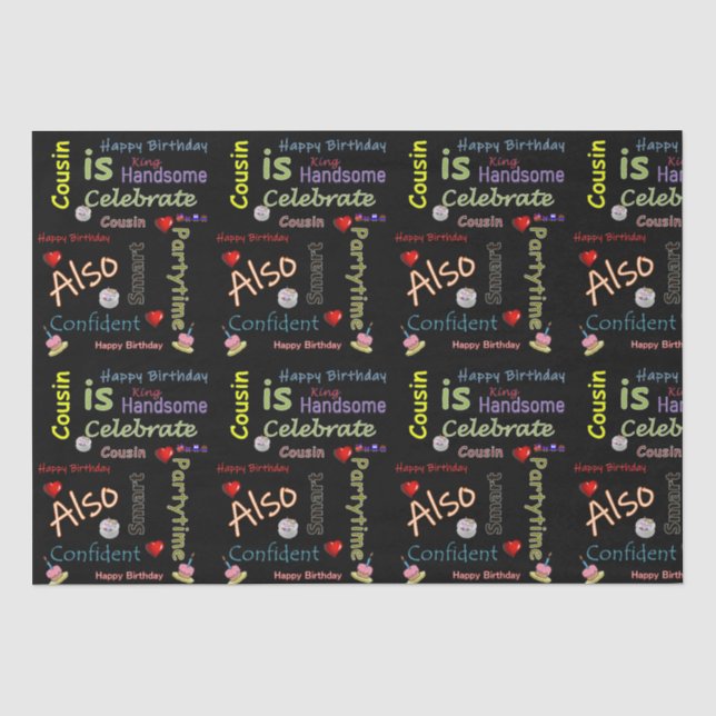 Papier Mousseline Joyeux Anniversaire Tissue Paper Cousin (Recto)