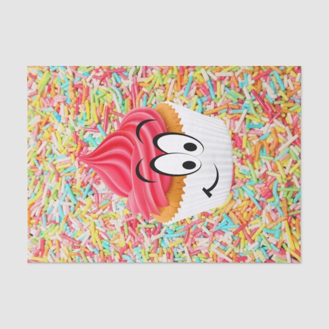 Papier Mousseline Joyeux Anniversaire Tissue Paper Cupcake (Recto)