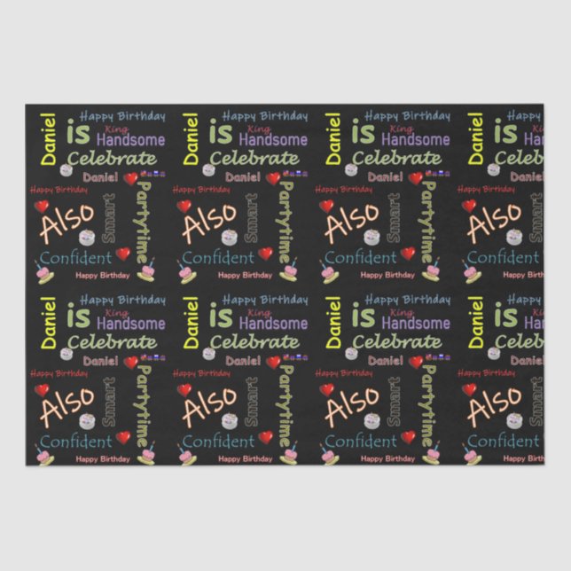 Papier Mousseline Joyeux Anniversaire Tissue Paper Daniel (Recto)