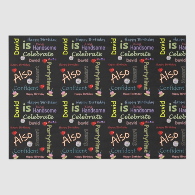 Papier Mousseline Joyeux Anniversaire Tissue Paper David (Recto)