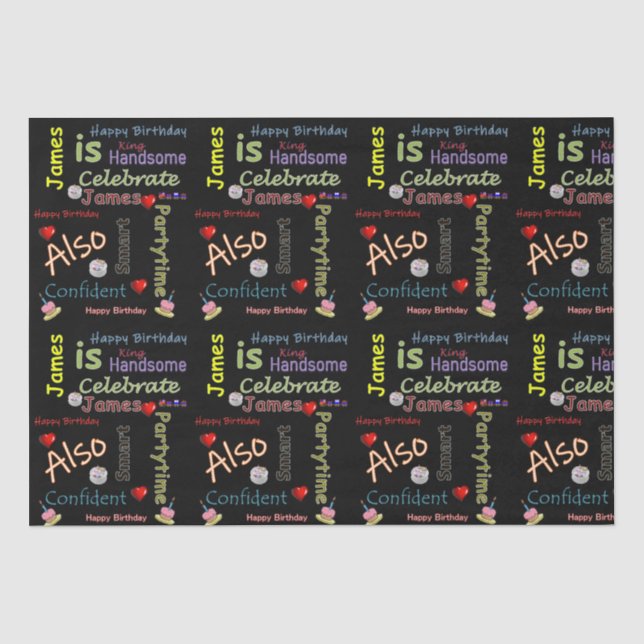 Papier Mousseline Joyeux Anniversaire Tissue Paper James (Recto)