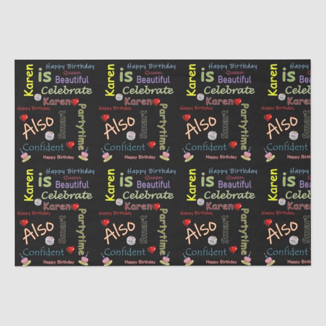 Papier Mousseline Joyeux Anniversaire Tissue Paper Karen (Recto)