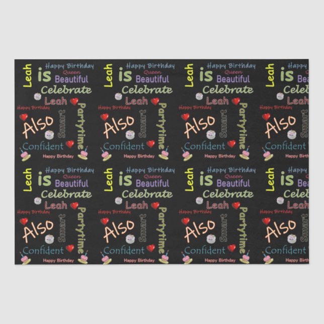 Papier Mousseline Joyeux Anniversaire Tissue Paper Leah (Recto)