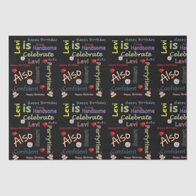 Papier Mousseline Joyeux Anniversaire Tissue Paper Levi (Recto)