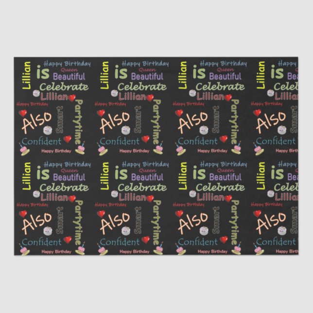 Papier Mousseline Joyeux Anniversaire Tissue Paper Lillian (Recto)