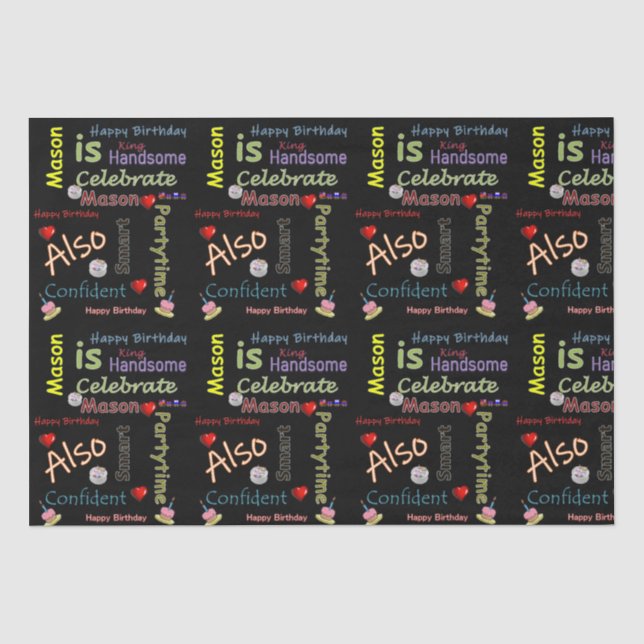 Papier Mousseline Joyeux Anniversaire Tissue Paper Mason (Recto)