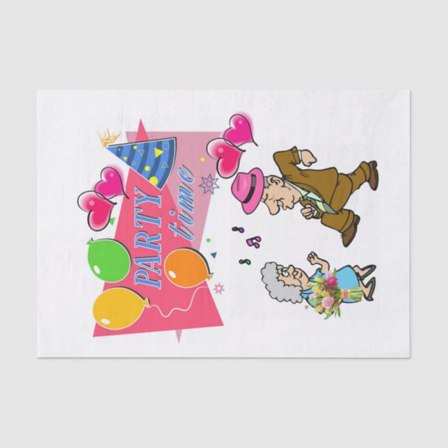 Papier Mousseline Joyeux Anniversaire Tissue Paper Party Time (Recto)