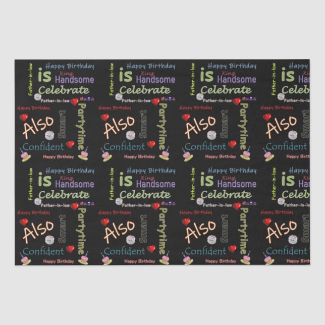 Papier Mousseline Joyeux anniversaire Tissue Paper Père en droit (Recto)