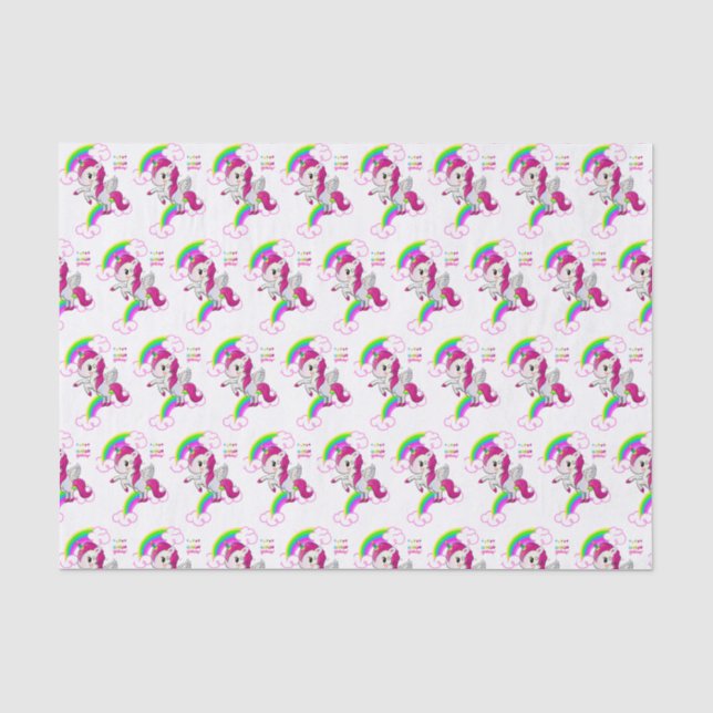 Papier Mousseline Joyeux Anniversaire Tissue Paper Unicorn (Recto)