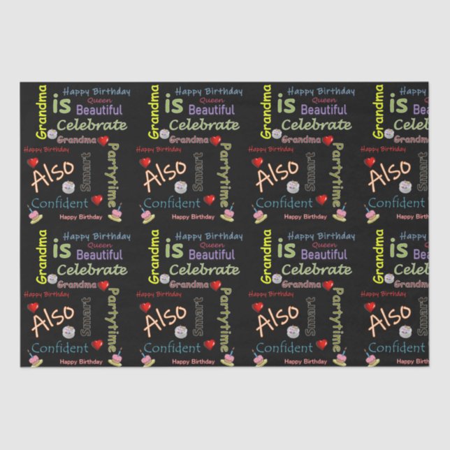 Papier Mousseline Joyeux Anniversaire Tissue Papier grand-mère (Recto)