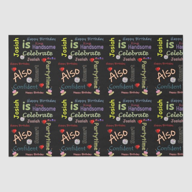 Papier Mousseline Joyeux Anniversaire Tissue Papier Josiah (Recto)