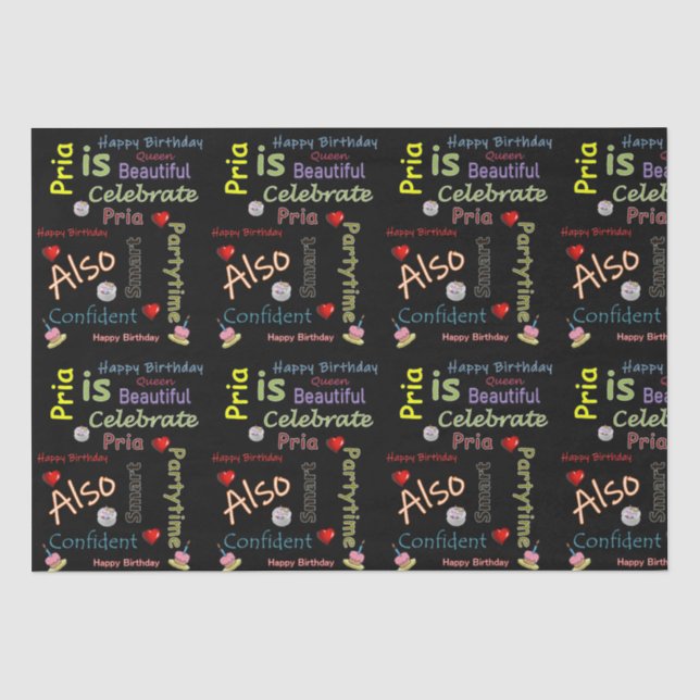 Papier Mousseline Joyeux Anniversaire Tissue Papier Pria (Recto)