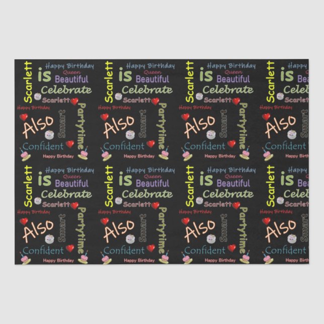 Papier Mousseline Joyeux Anniversaire Tissue Papier Scarlett (Recto)