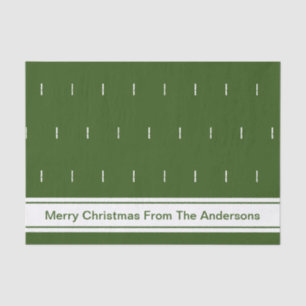 Papier Mousseline Joyeux Arbres de Noël Vert Blanc & Nom de l'expédi