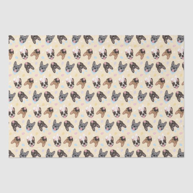 Papier Mousseline Joyeux Bulldogs français de Pâques (Recto)