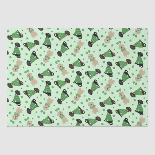 Papier Mousseline Joyeux Chiens du Labrador Jour de la Saint Patrick (Recto)