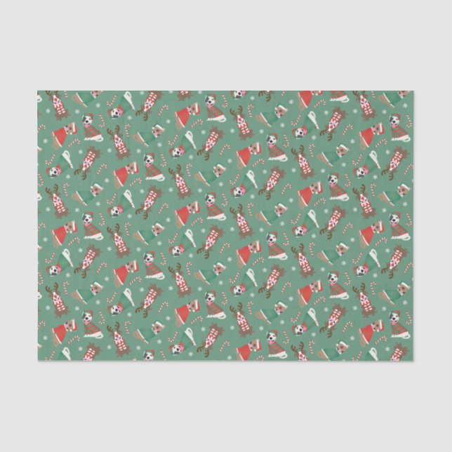 Papier Mousseline Joyeux Chiens taureaux de marque de Noël (Recto)