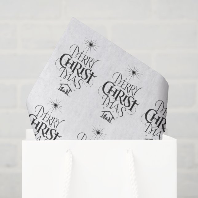 Papier Mousseline Joyeux CHRISTmas Christian Calligraphie (Sac cadeau)
