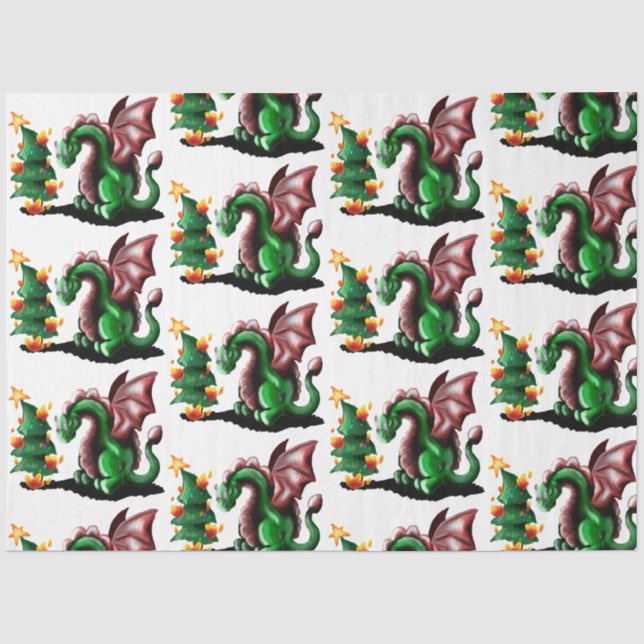 Papier Mousseline Joyeux dragon de Noël (Recto)