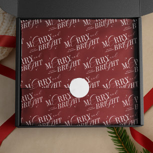Papier Mousseline Joyeux et brillant Élégant Script moderne Noël rou
