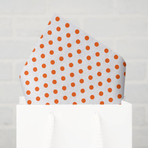 Papier Mousseline Joyeux et brillants Pois orange sur blanc