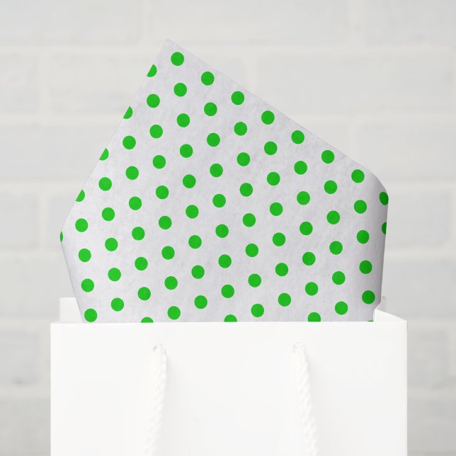 Papier Mousseline Joyeux et vert vif Pois sur blanc (Sac cadeau)