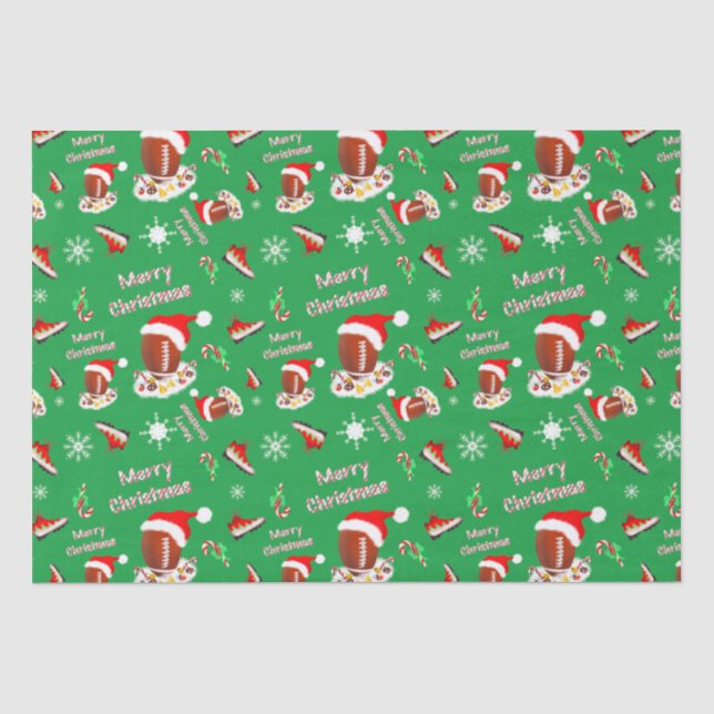 Papier Mousseline Joyeux Football de Noël avec Motif Snack (Recto)