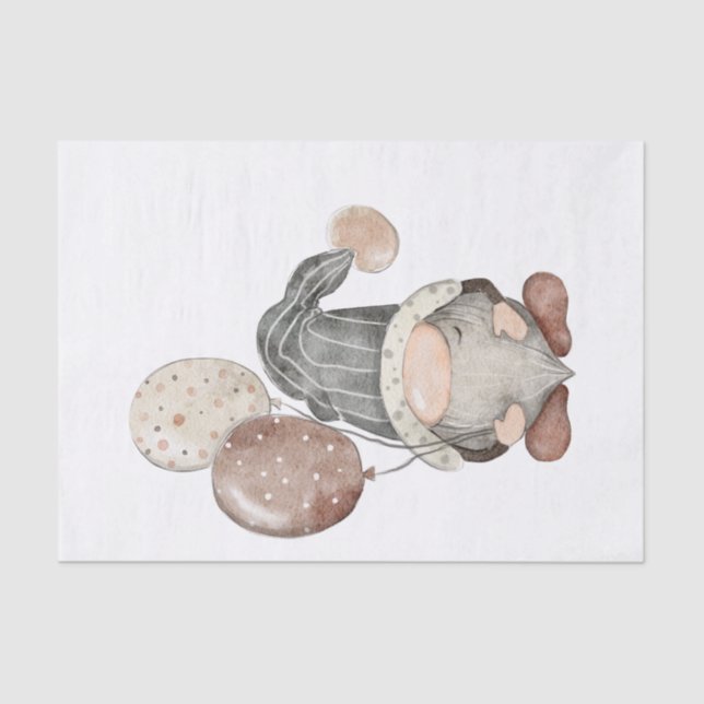 Papier Mousseline Joyeux Gnome d'anniversaire (Recto)