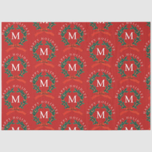 Papier Mousseline Joyeux Joyeux Jours Personnalisés Monogramme Rouge