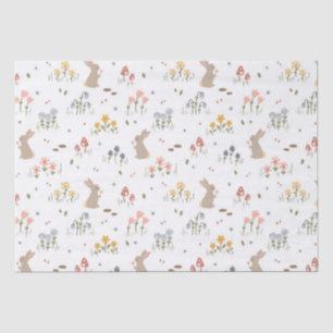 Papier Mousseline Joyeux Lapin de Pâques Fleurs sauvages de jolies v