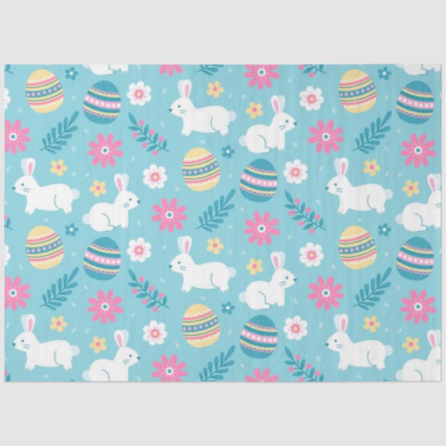 Papier Mousseline Joyeux lapin de Pâques Floral (Recto)