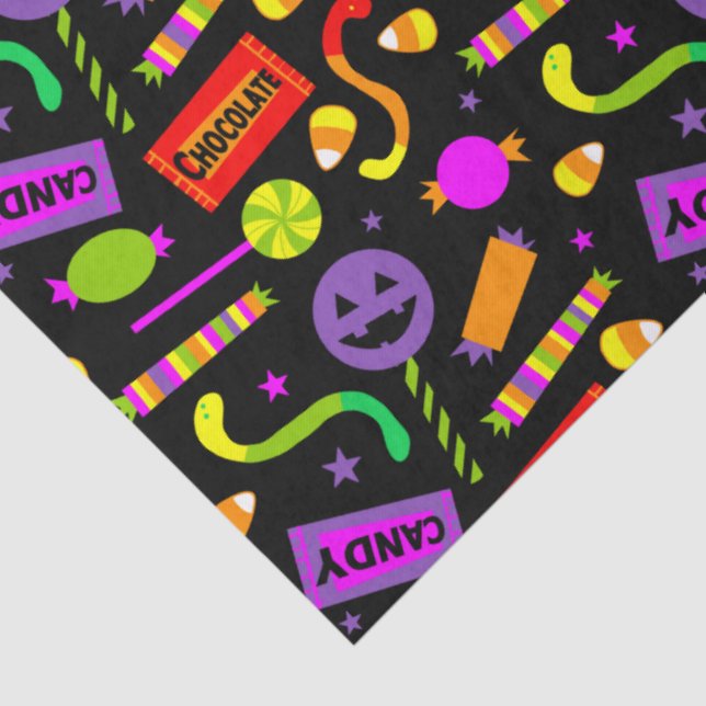 Papier Mousseline Joyeux Motif de bonbons Halloween (Détail)