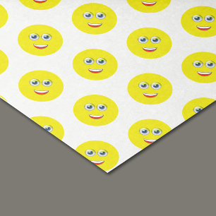 Papier Mousseline Joyeux Motif Emoji Jaune souriant