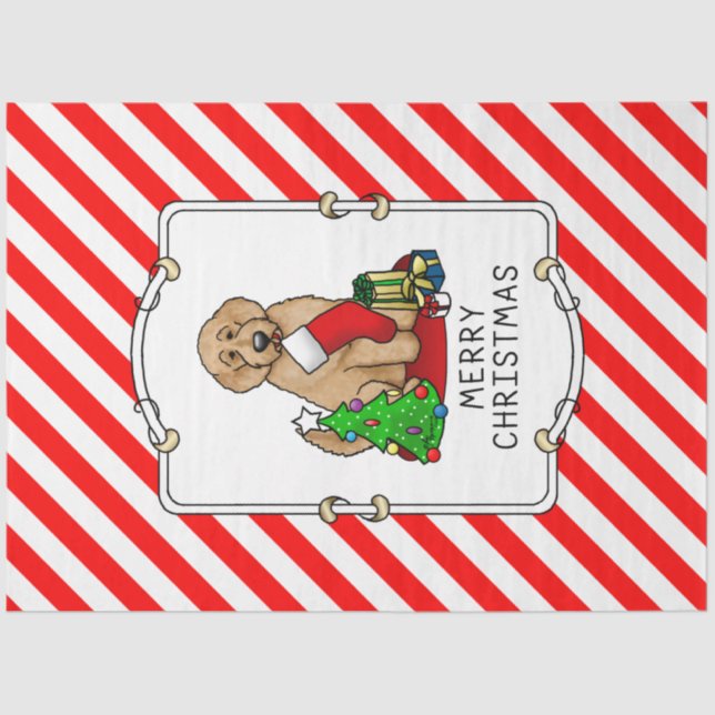 Papier Mousseline Joyeux Noël 2 Goldendoodle (rouge doré) mignonne (Recto)