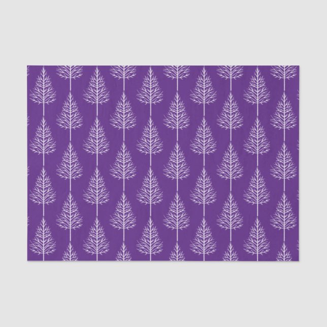Papier Mousseline Joyeux Noël, arbres, vacances violette pois (Recto)