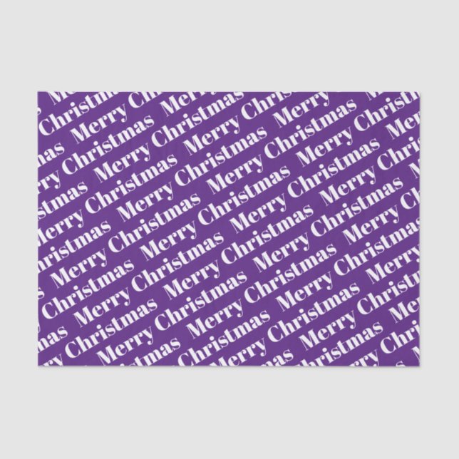 Papier Mousseline Joyeux Noël blanc en vacances violette (Recto)