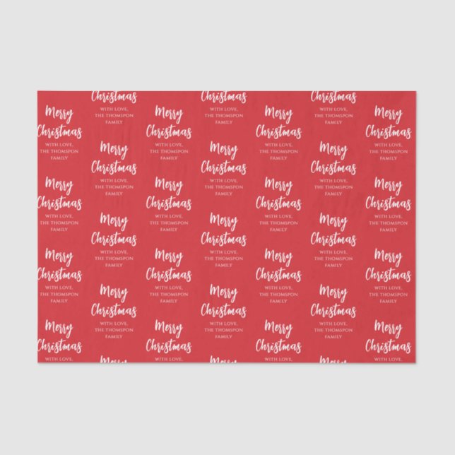 Papier Mousseline Joyeux Noël Calligraphie Script Simple Rouge (Recto)