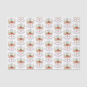Papier Mousseline Joyeux Noël de rennes mignons personnalisés