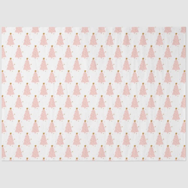 Papier Mousseline Joyeux Noël en arbre rose (Recto)