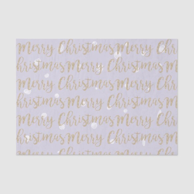 Papier Mousseline Joyeux Noël Faux Gold Script Typographie Lilac (Recto)
