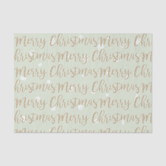Papier Mousseline Joyeux Noël Faux Gold Script Typographie verte (Recto)